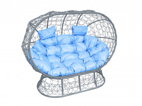Кокон Лежебока на подставке с ротангом голубая подушка в Асбесте - asbest.magazinmebel.ru | фото - изображение 1