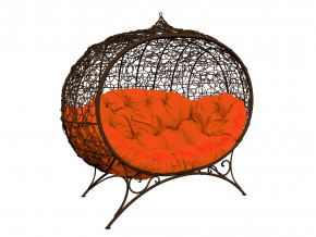 Кокон Улей на ножках с ротангом оранжевая подушка в Асбесте - asbest.magazinmebel.ru | фото