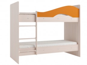 Кровать 2-х ярусная Мая на латофлексах млечный дуб, оранжевая в Асбесте - asbest.magazinmebel.ru | фото