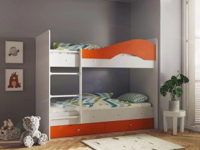 Кровать 2-х ярусная Мая с ящиками на латофлексах белый-оранж в Асбесте - asbest.magazinmebel.ru | фото