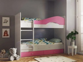Кровать 2-х ярусная Мая с ящиками на латофлексах белый-розовый в Асбесте - asbest.magazinmebel.ru | фото