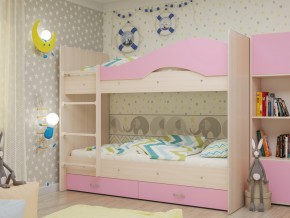 Кровать 2-х ярусная Мая с ящиками на латофлексах розовая в Асбесте - asbest.magazinmebel.ru | фото