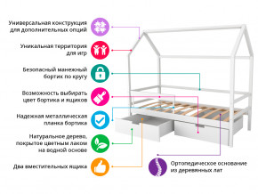 Кровать-домик Svogen с фото с ящиками и бортиком бежевый/зверята в Асбесте - asbest.magazinmebel.ru | фото - изображение 2