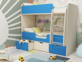 Кровать двухъярусная Малыш двойняшка дуб молочный-голубой в Асбесте - asbest.magazinmebel.ru | фото - изображение 1
