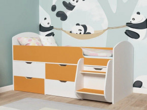 Кровать Малыш-7 белое дерево-оранжевый в Асбесте - asbest.magazinmebel.ru | фото - изображение 1
