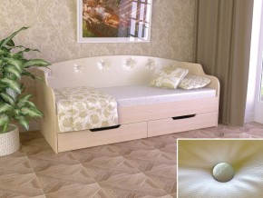 Кровать Юниор Тип 2 дуб молочный-белый перламутр 800х1600 в Асбесте - asbest.magazinmebel.ru | фото