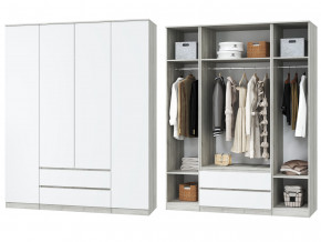 Шкаф для одежды четырехдверный Лори дуб серый, белый в Асбесте - asbest.magazinmebel.ru | фото