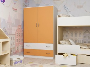 Шкаф двухстворчатый белый-оранж в Асбесте - asbest.magazinmebel.ru | фото